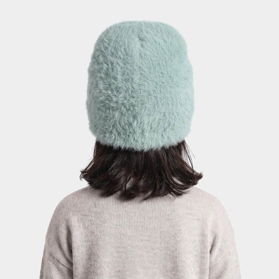 Girls' Mint Green Embroidered Rainbow Beanie Cap, हल्का हरा, large