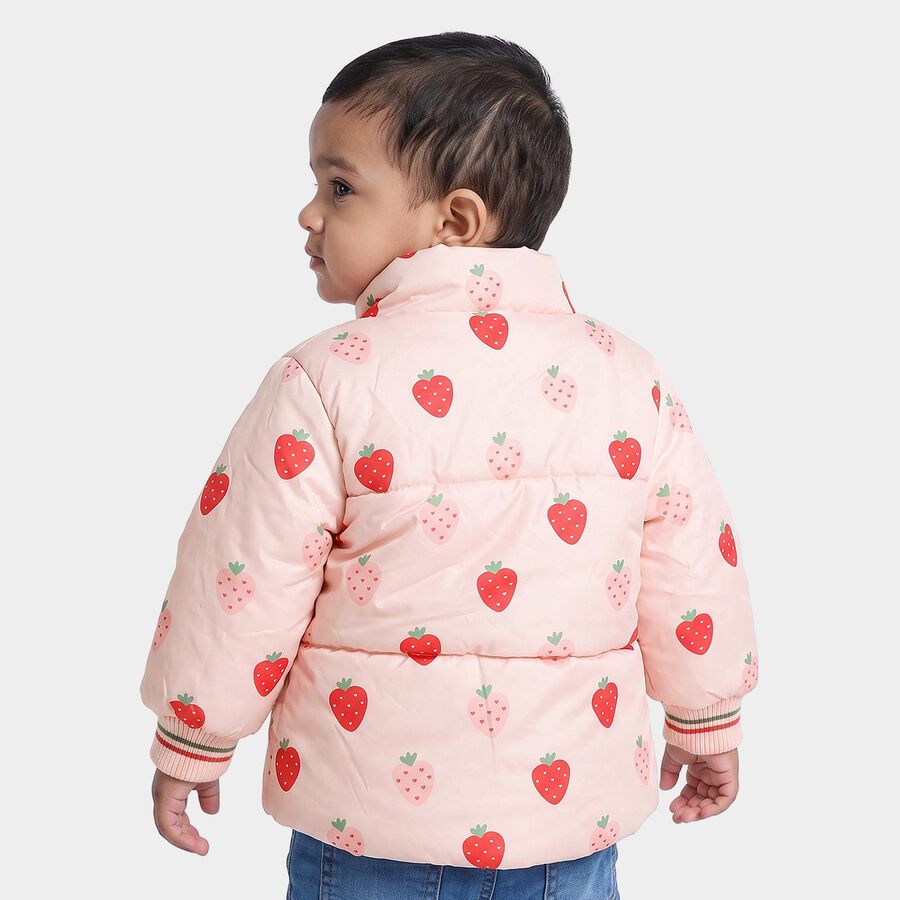 Infants' Pink Stand Collar Puffer Jacket, हल्का गुलाबी, large