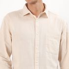 Men's Soft Peach Mandarin Collar Casual Shirt, Peach, small image number null