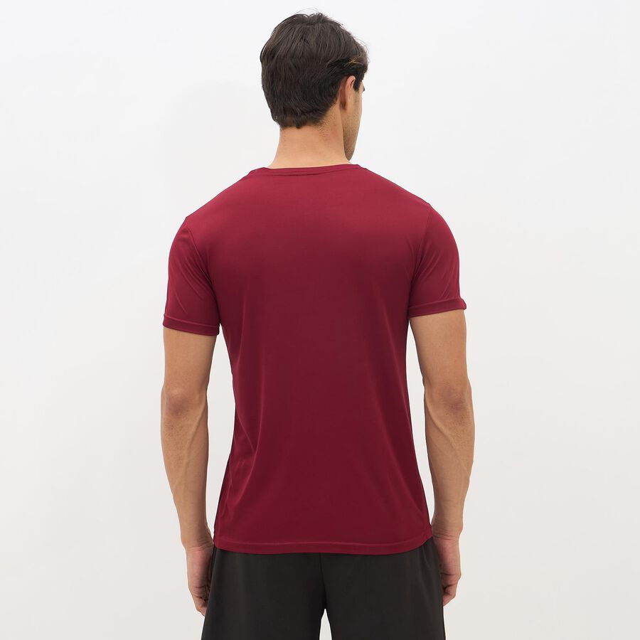 Men's Deep Maroon Crew Neck Athleisure T-Shirt, Maroon, large image number null