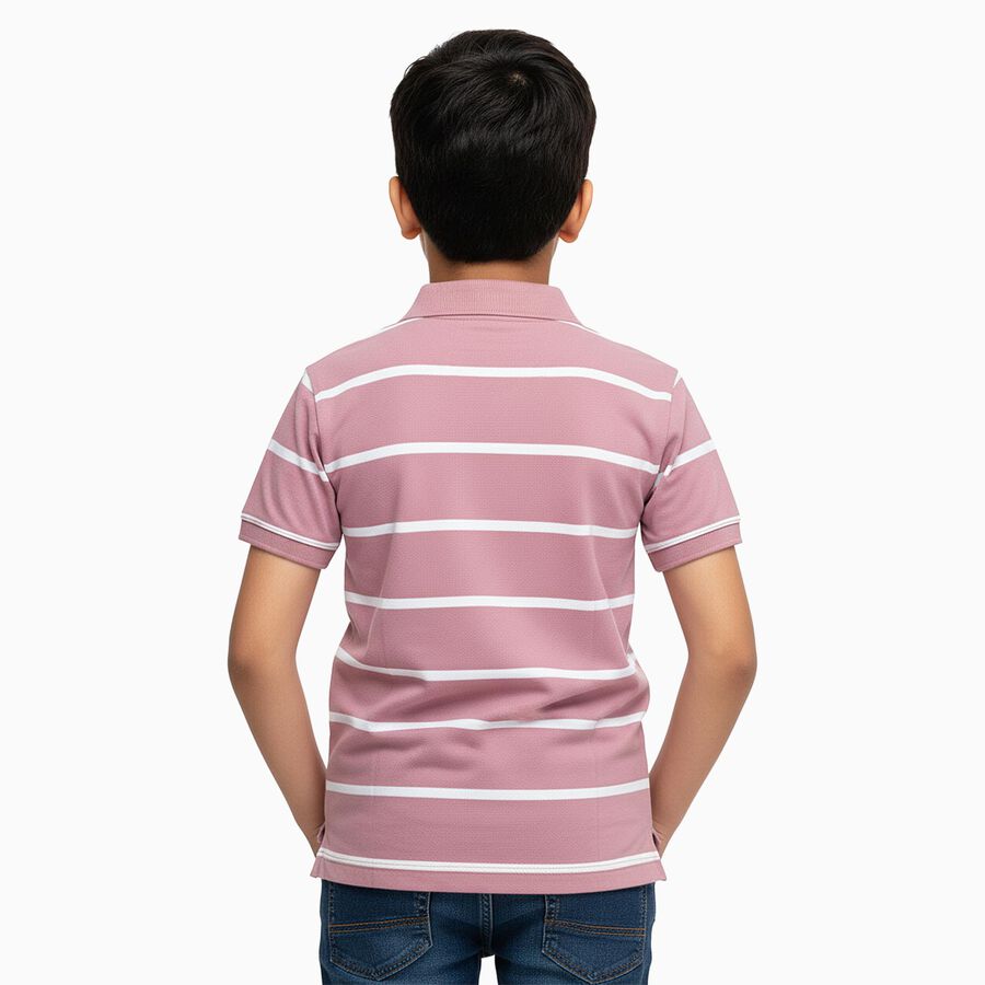 Boys Bright Rose Pink Cotton Crew Neck Streetwear T-Shirt, गुलाबी, large