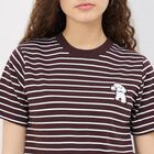 Women's Dark Chocolate Brown Cotton Round Neck Minimalist T-Shirt, Brown, small