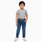 Boys' Bright Blue Regular Fit Elastic Waist Jeans, मध्यम नीला, small