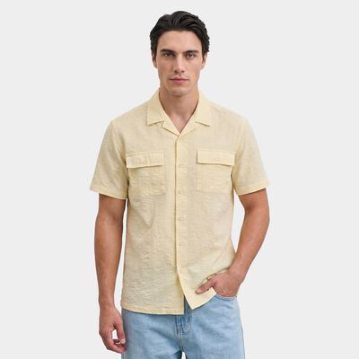 Men's White Cotton Casual Shirt