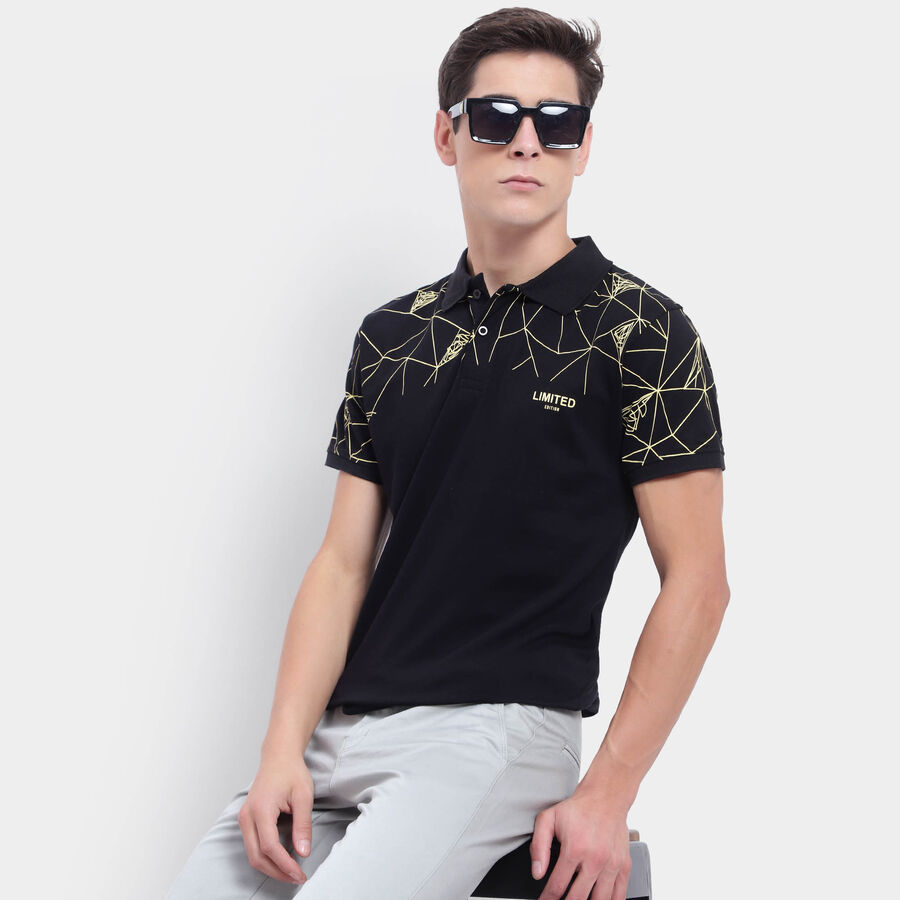 Cotton Polo Shirt, Black, large image number null