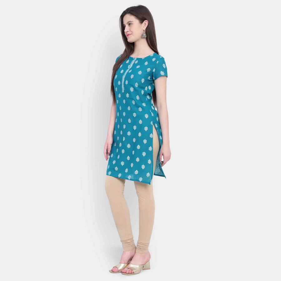 Printed Short Sleeve Kurta, Dark Green, large image number null