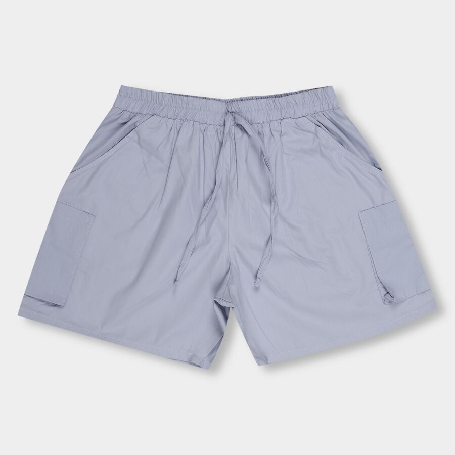 Girls' Light Gray Pull-Up Shorts, Light Blue, large image number null