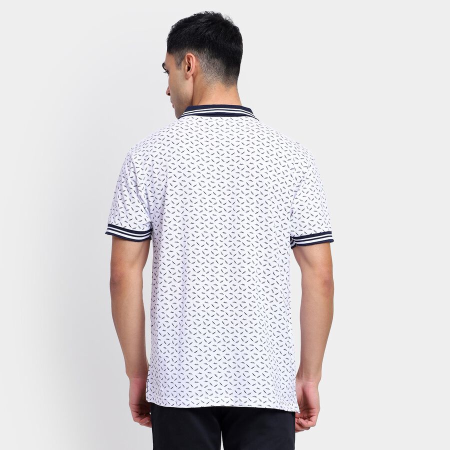 Men's 100% Cotton Collared Half Sleeves T-Shirt , White, large image number null