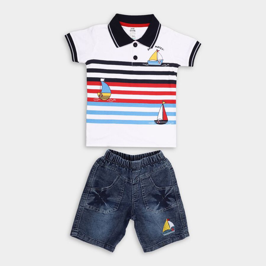 Boys' Cotton Woven Baba Suit, सफ़ेद, large image number null