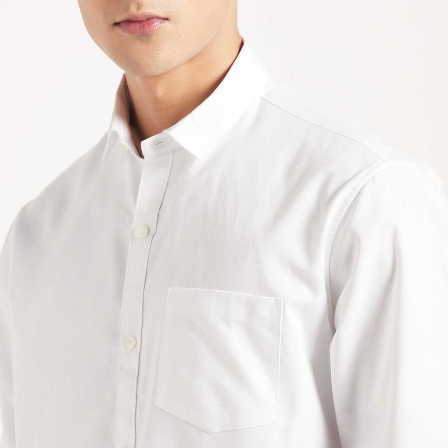 Solid Slim Fit Casual Shirt, White, large image number null