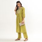 Women's Light Sage Green Round Neck Embroidered Kurta, हल्का हरा, small image number null