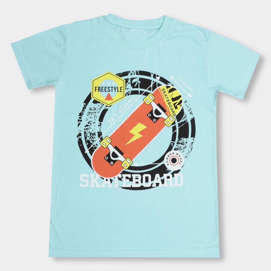 Boys' Half Sleeves T-Shirt, एक्वा, large