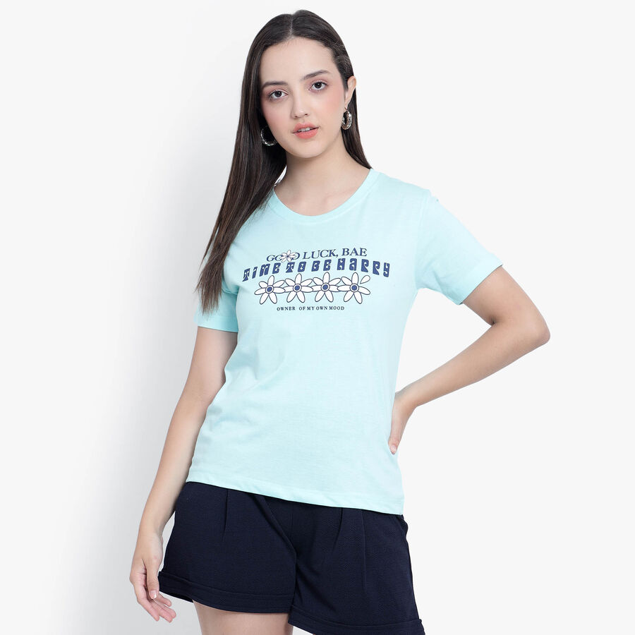 Round Neck T-Shirt, Aqua, large image number null
