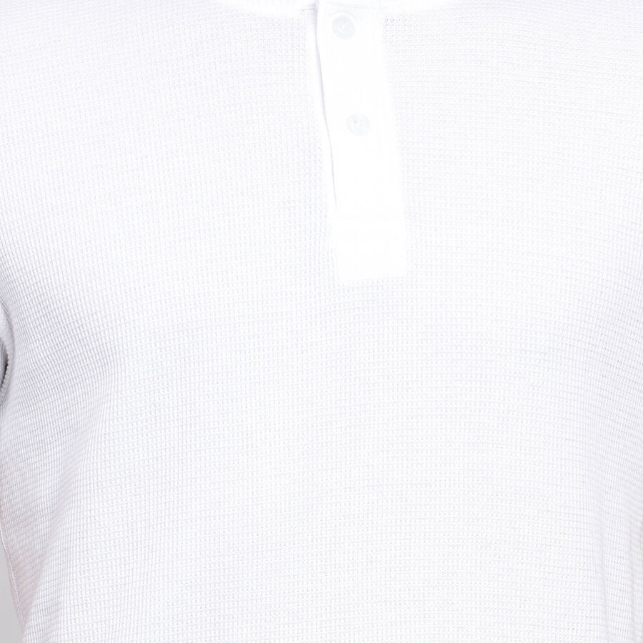 Cotton Solid Henley T-Shirt, White, large image number null
