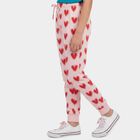 Girls Light Pink Regular Fit Heart Printed Pyjama, Light Pink, small