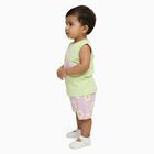 Infant Light Pastel Green Cotton Sleeveless Casual Shorts Set, Light Green, small