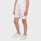 Girls' Off White Regular Fit Butterfly Embroidered Drawstring Shorts, ऑफ व्हाइट, small