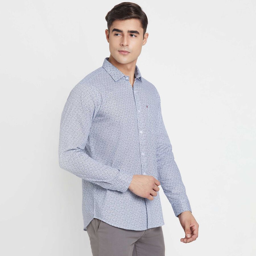 Printed Cotton Casual Shirt, White, large image number null