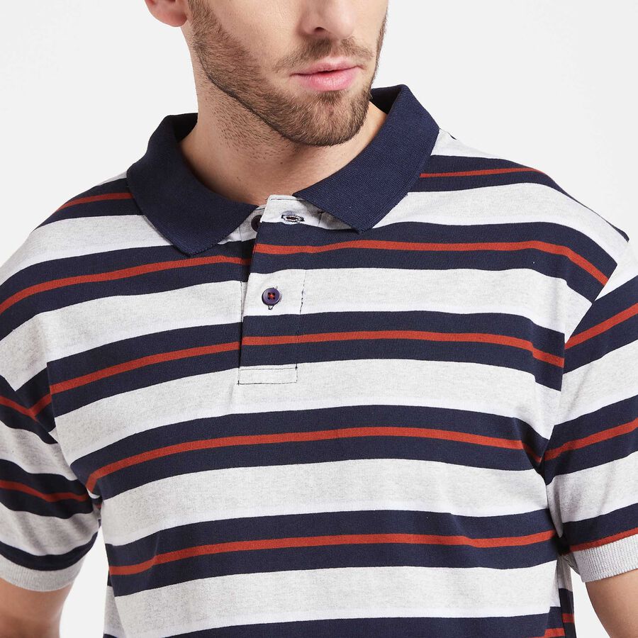 Stripes Polo Shirt, Melange Light Grey, large image number null