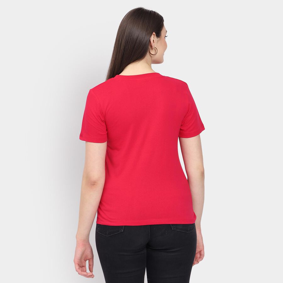 Ladies' 100% Cotton Round Neck T-Shirt, रानी (फ्यूशिया), large