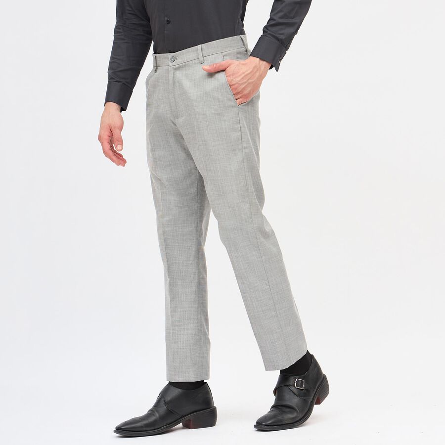 Men's Slim Fit Formal Trousers, हल्का ग्रे, large image number null