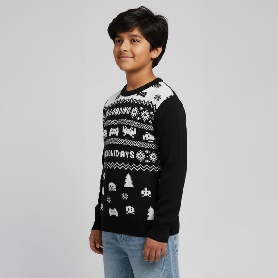 Boys' Pullover, काला, large image number null
