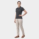 Women's Black Polo Collar Preppy Polo T-Shirt, Black, small