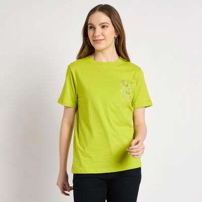 Ladies' 100% Cotton Round Neck T-Shirt 