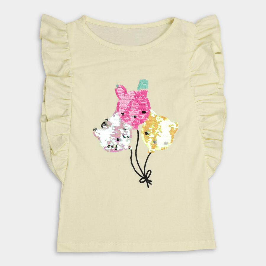 Girls' 100% Cotton T-Shirt, पीला, large image number null
