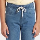Boys' Blue Straight Fit Drawstring Waist Jeans, Mid Blue, small