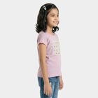 Girls Lilac Cotton Casual T-Shirt, लाइलेक, small