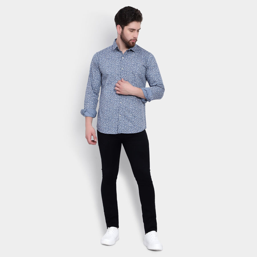 Cotton Printed Casual Shirt, Dark Grey, large image number null