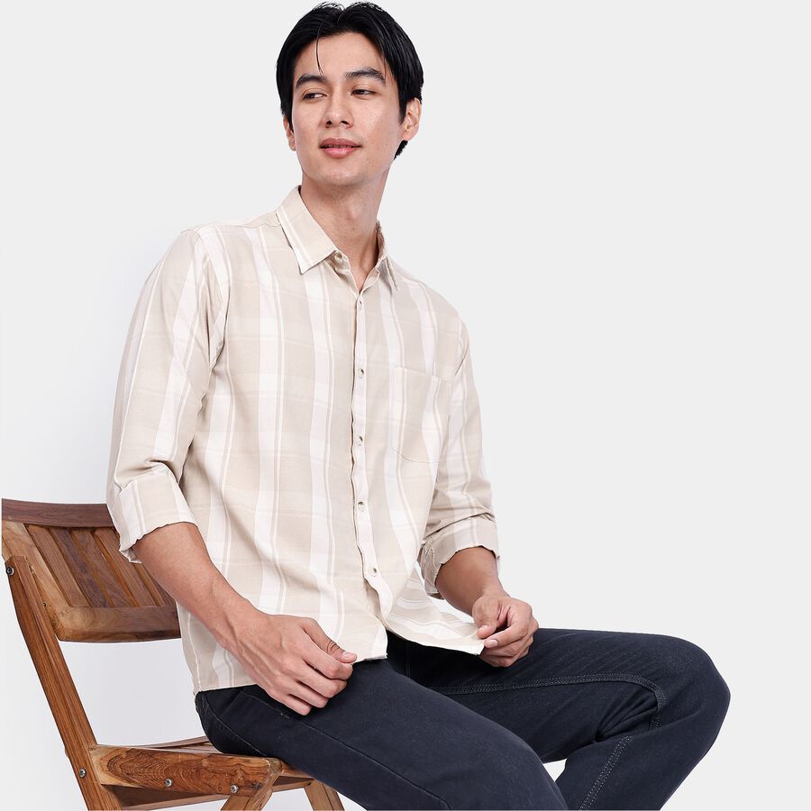 Men's Casual Shirt, Beige, large image number null