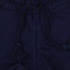 Girls' Navy Blue Scalloped Hem Cotton Blend Shorts, Navy Blue, small