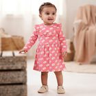 Infants' Pink Floral Printed Fit and Flare Frock, गुलाबी, small