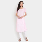 Cotton Embroidered Short Sleeves Kurta, Pink, small image number null