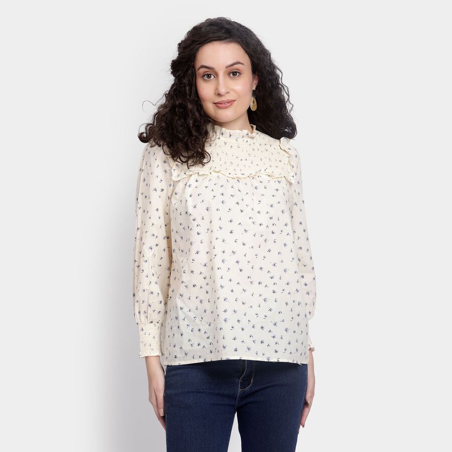 Ladies' 100% Cotton Top , ऑफ व्हाइट, large image number null