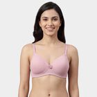 Women's Pink V-Neck Wireless Padded T-Shirt Bra, हल्का गुलाबी, small