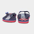 Women's Navy Blue Floral Toe-Post Flip-Flops, नीला, small