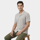 Men's Beige Spread Collar Casual Shirt, Beige, small
