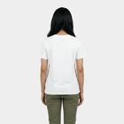 Women's White Cotton Round Neck Casual T-Shirt, White, small