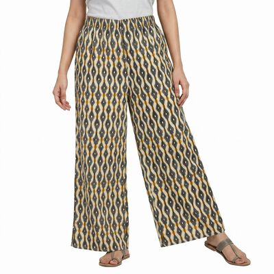Women's Beige Regular Fit Printed Palazzos