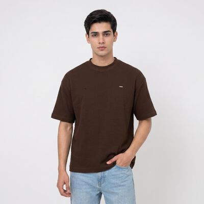 Men's Brown Round Neck Regular T-Shirt