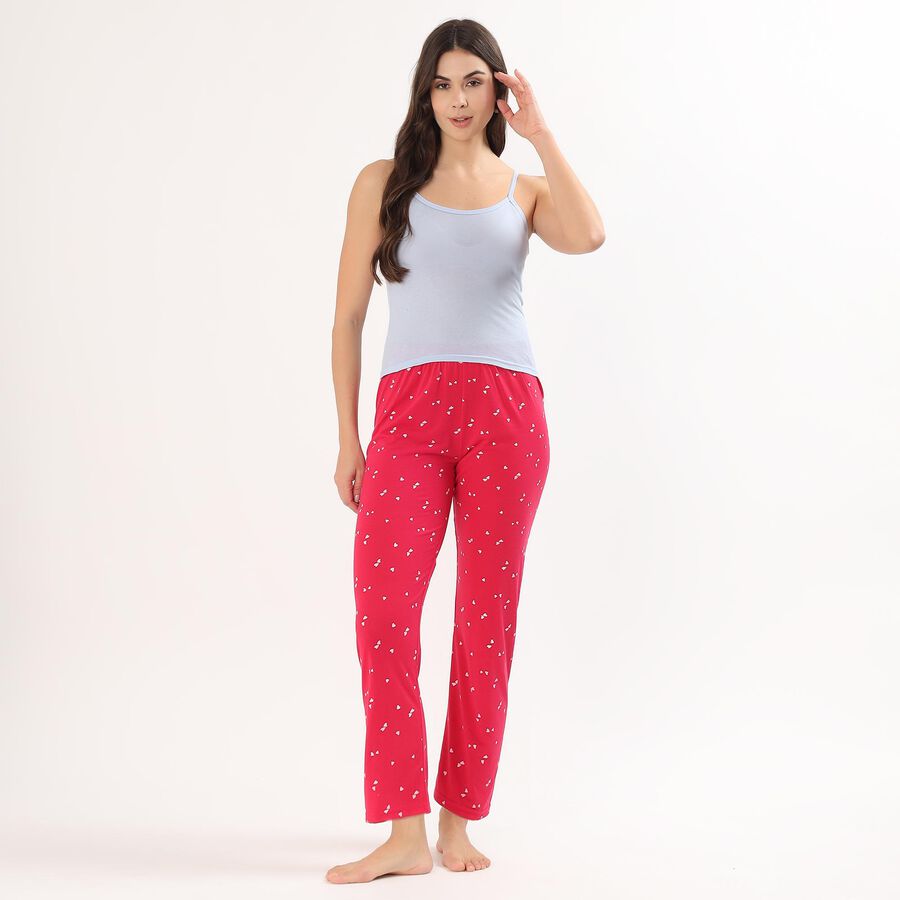 Women's Muted Charcoal Gray Relaxed Fit Solid Pyjama, Fuchsia, large