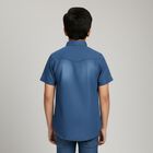 Boys' Denim Blue Half Sleeve Classic Collar Casual Shirt, मध्यम नीला, small image number null