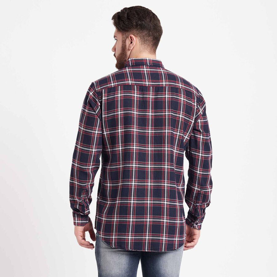 Cotton Checks Casual Shirt, Navy Blue, large image number null