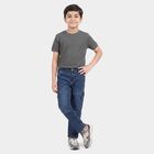 Boys Blue Straight Fit Cargo Jeans, Mid Blue, small