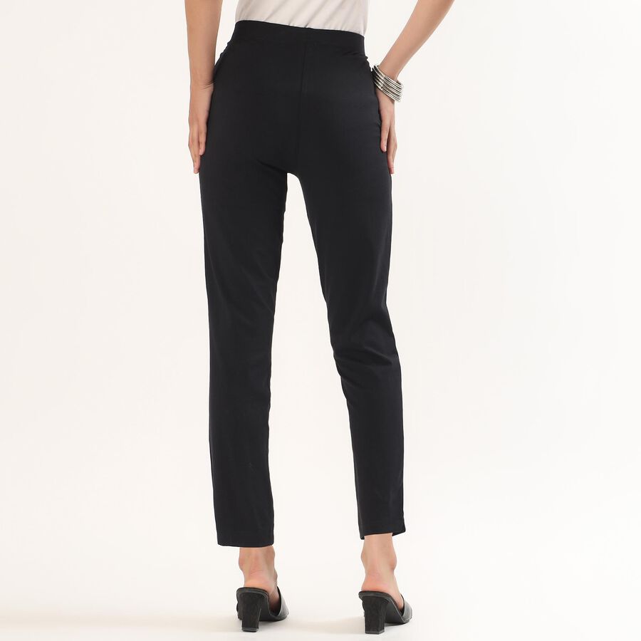 Women's Black Cotton Blend High-Rise Churidar, काला, large