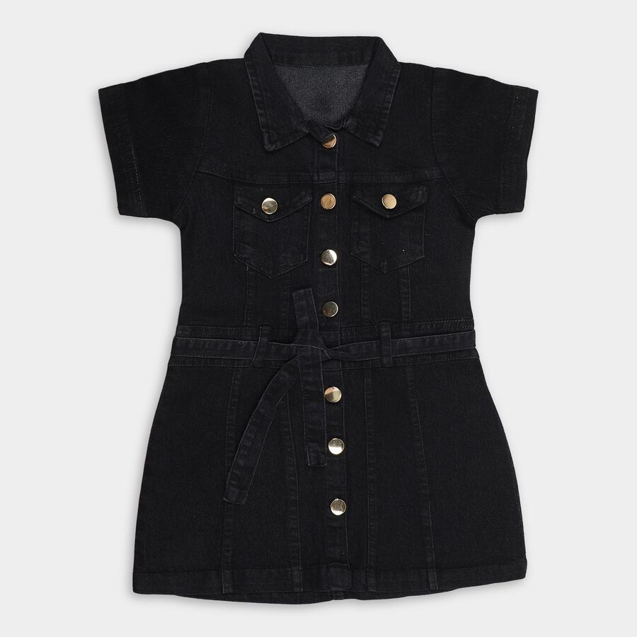 Girls' Frock , काला, large image number null