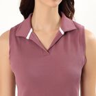 Women's Dusty Rose Polo Collar Sleeveless T-Shirt, Pink, small